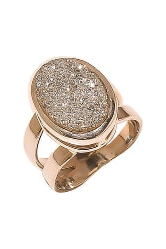 Silver Drusy Handmade Solid 925 Sterling Silver Ring Size 5.5, Silver Gemstone Ring, Oval Drusy Quartz Ring, Handmade Ring, Natural Ring