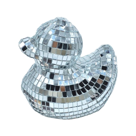 Silver Duck Shape Reflective Ornament Glass Mirrored Discos Figurine Statue for Party Stage Wedding Music Festival