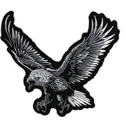 Silver Eagle Patch 12.5" | Large Embroidered United States Bald Eagle Freedom Colonel Patriotic | Iron On - by Nixon Thread Co.