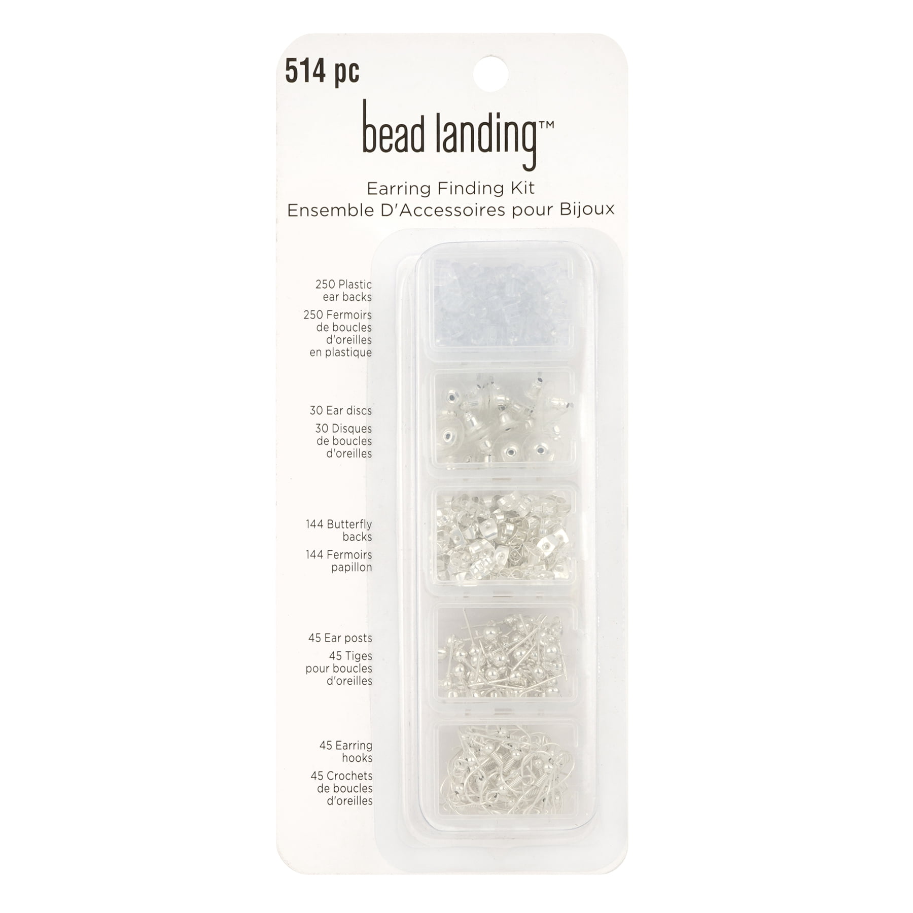 Silver Earring Finding Kit by Bead Landing – DIY Jewelry Making Set with 3,084 Total Nickel-Free Pieces in Assorted Styles - Includes Case - 6 Pack