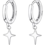 Silver Earrings 925 Silver Earrings Professional Grade Cross Drop Hoop Quality[j076]