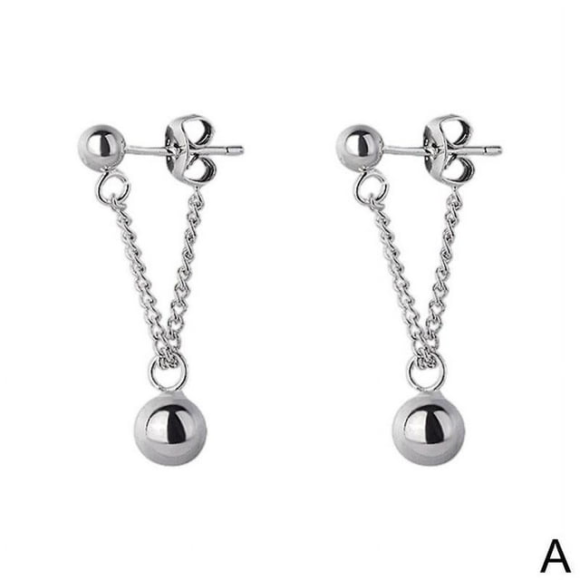 Silver Earrings Triangle Chain Drop Stud Earrings Women Butterfly Heart Star Crystal Dangle Earrings Studs Metal Chain Bead Earrings Jewelry Gifts K4A0