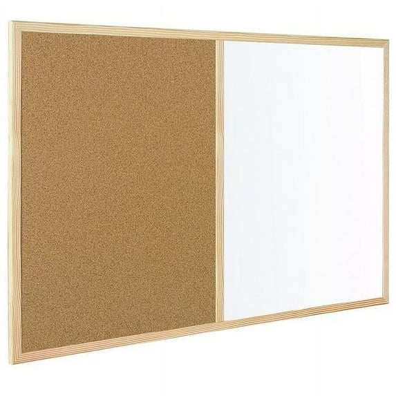 Silver Easy Clean & Cork Combo Board, Oak Frame - 3 x 4 ft.