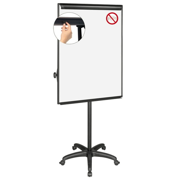 MasterVision Easy Clean Mobile Non-Magnetic Dry-Erase Whiteboard Easel, 32" x 41", Aluminum Frame With Silver Finish
