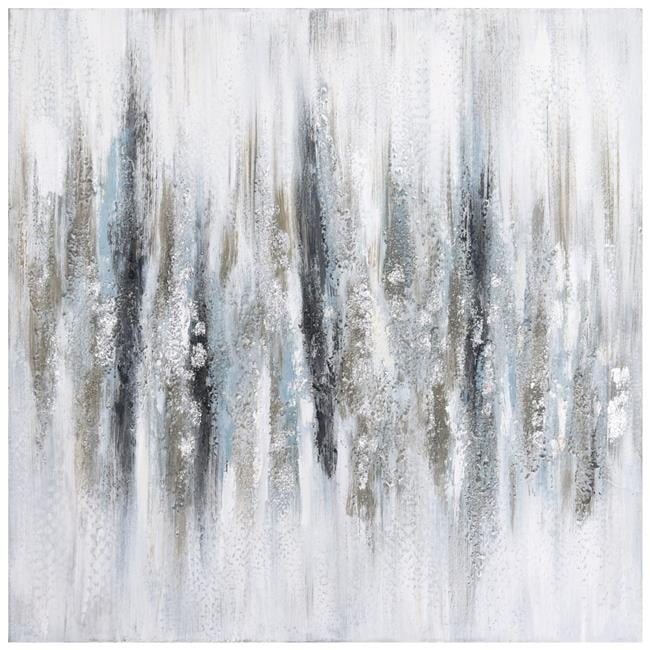 Silver Echoes Textured Hand Painted Frameless Canvas Wall Art