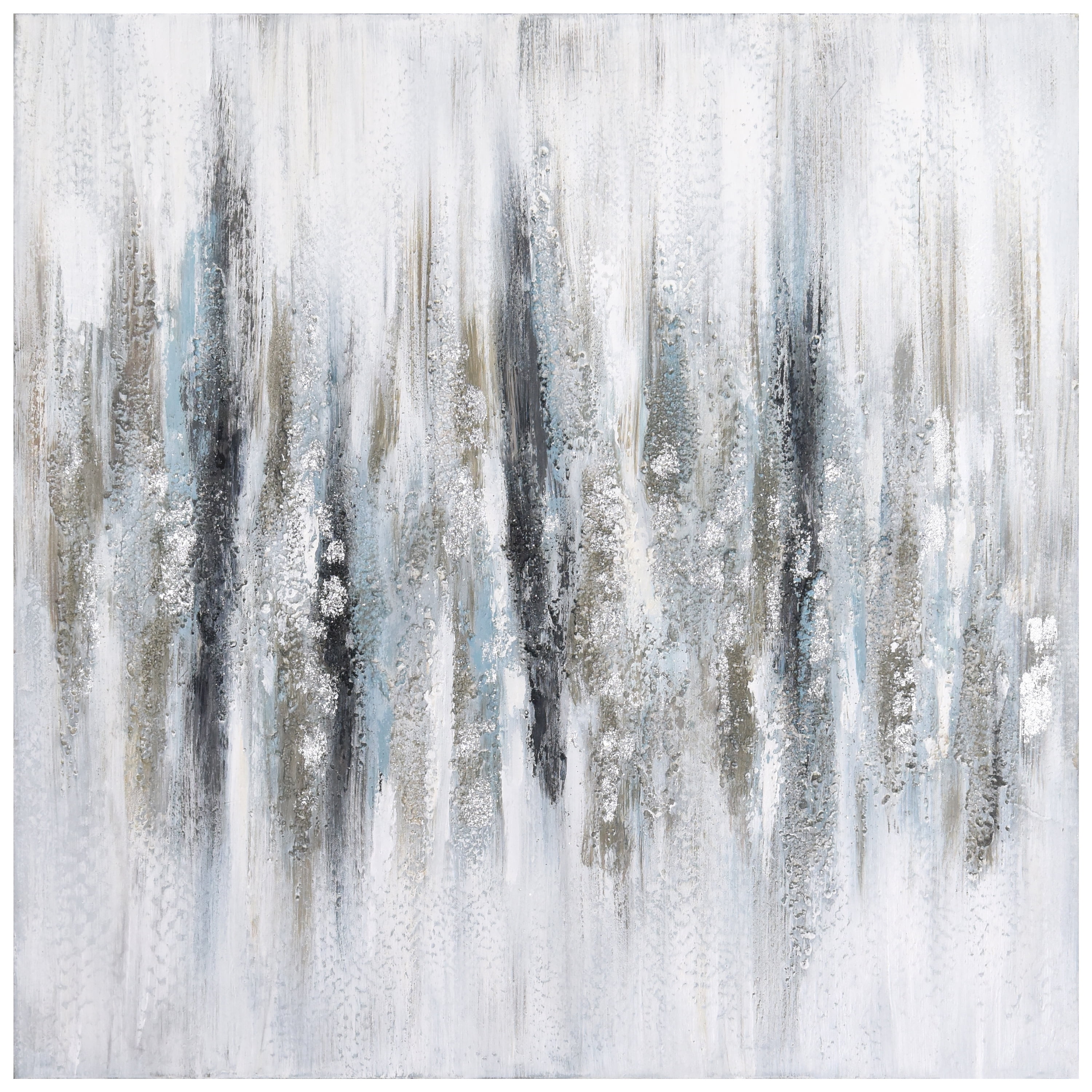 Silver Echoes Textured Hand Painted Frameless Canvas Wall Art