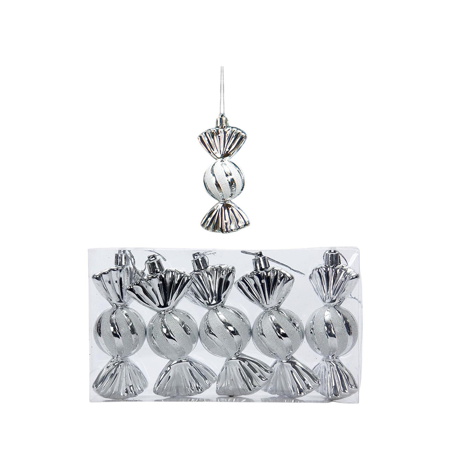Silver Electroplated Christmas Candy Ornament, 11Cm Round Colorful ...