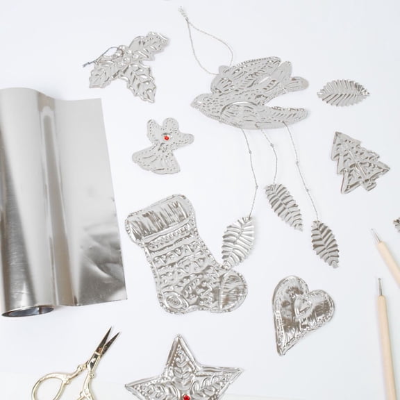 Silver Silver Aluminum Foil Art Kit For Shiny Embossing Crafting Diy Project Supplies