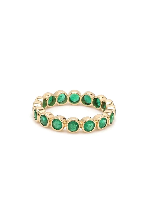 Silver Emerald 14K Gold Plated Full Eternity Band May Birthstone Matching Band Wedding Ring Green Gemstone Ring Gift for Women Stacking Band Promise Ring