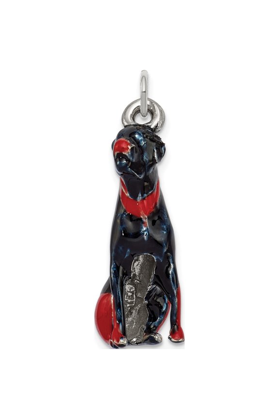 Silver Enamel Rottweiler Charm Sterling 3-D Material Charming Polished Inspired A classic choice for celebrating love and achievement