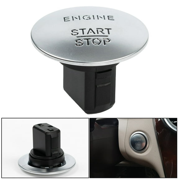 Silver Engine Start Stop Button for Mercedes-Benz Models Easy Install Replacement Part for CL550, GLK350, ML350, S550
