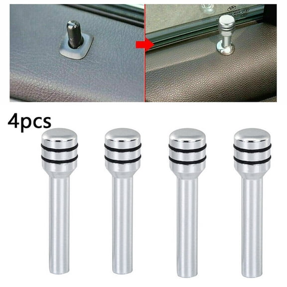 Silver-Exacpilles Car Security Door Lock, Truck Interior Lock Button, Ribbed Pins for All Cars, Trucks, SUVs, Trailers, 4 Pieces