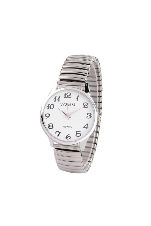Silver Expansion Band Watch for Women, Elegant Alloy Case Quartz Analog Fashion Wristwatch