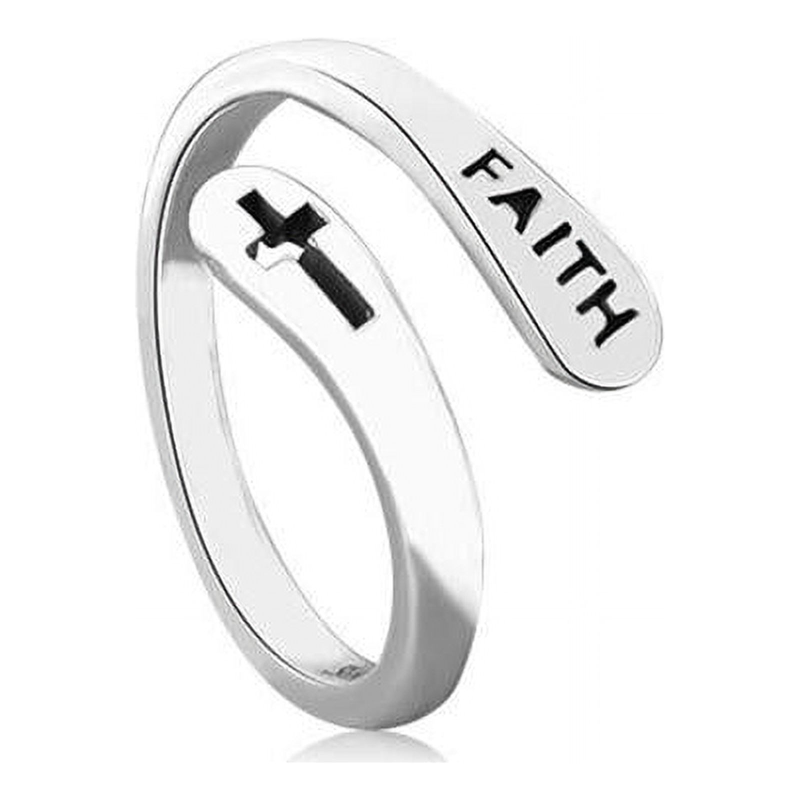 Silver Faith Cross Ring T0I8