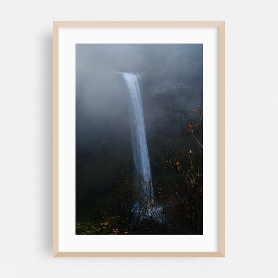 Silver Falls Dream - Silver Falls State Park Oregon Photography Waterfall Nature Foggy Autumn Scenic Landscape Woods Oak Framed Wall Art Print 24 x 36 inches