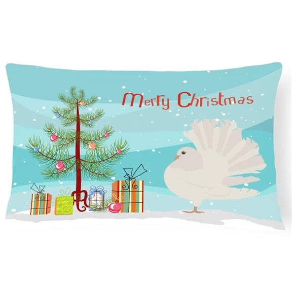 Silver Fantail Pigeon Christmas Canvas Fabric Decorative Pillow