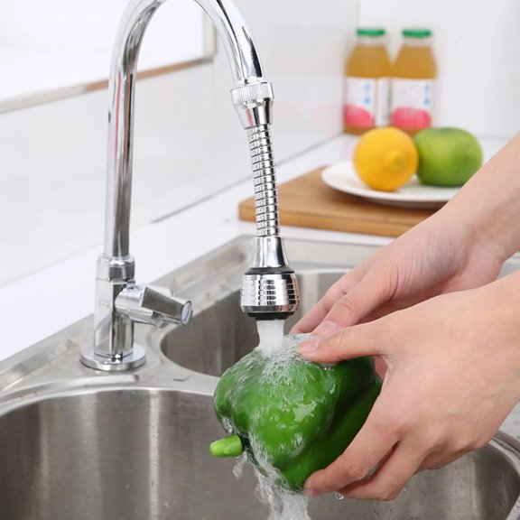 Silver Faucet Sprayer Extension, Faucet Extension Tube, 360 Degree Rotation Faucet Extender, Sink Tap Extension Tube, Water Saving for Sink Tap Kitchen Bathroom AccessoriesFaucet Parts