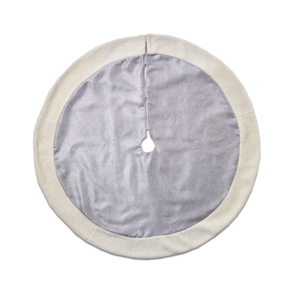 Silver Faux Burlap with Sherpa Fur Tree Skirt - 66"