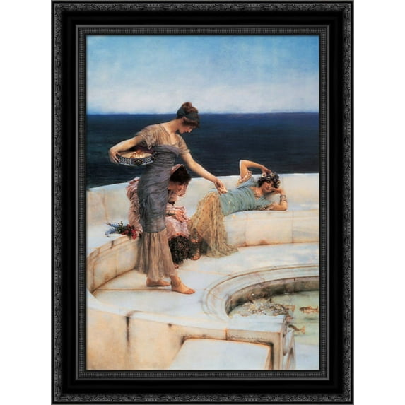 Silver Favourites 20x24 Black Ornate Wood Framed Canvas Art by Alma Tadema, Sir Lawrence