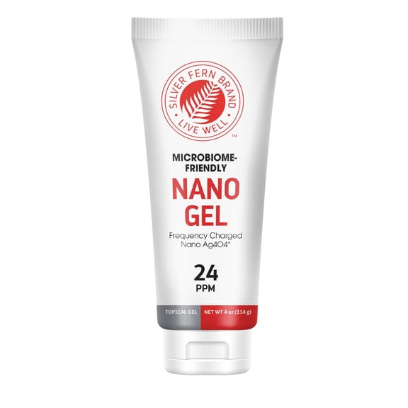 Silver Fern Brand Nano Gel Frequency Charged Silver 24PPM Skin Support for Cuts, Burns, Imbalances & Irritations Fast-Absorbing Silver Gel Microbiome-Friendly & GRAS Certified 4 oz