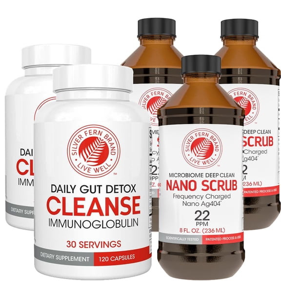Silver Fern Brand Ultimate Clean-Up Kit - Moderate to Severe Issues - Cleanse Capsules & Nano Scrub Liquid, I Kit, 30 Day Supply, No Gluten, No Dairy, Made in USA