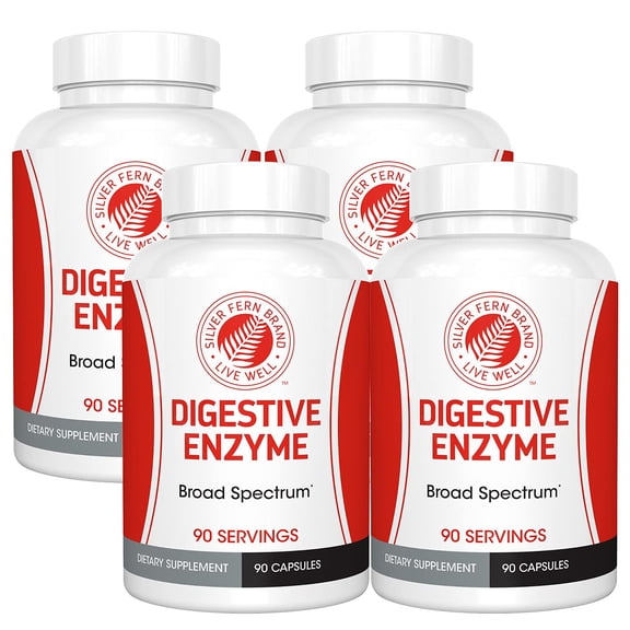 Silver Fern Brand Ultimate Digestive Enzyme Supplement - 4 Bottles - High Potency, Multi Enzyme - Digestive Comfort & Food Tolerance - Amylase, Protease, Cellulase, More