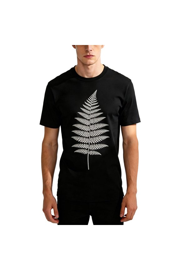 Silver Fern Leaf Botanical Nature Aesthetic Soft Cotton Crewneck Tee XXXL