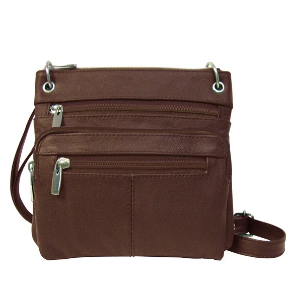 Silver Fever Genuine Leather East West Cross Body Organizer Bag