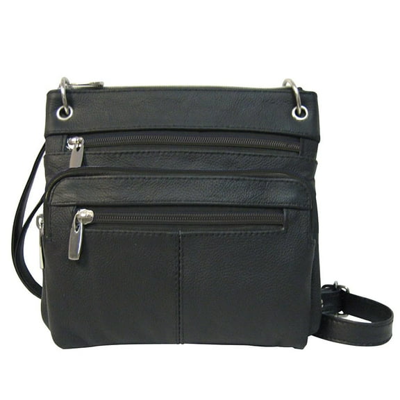 Silver Fever Genuine Leather East West Cross Body Organizer Bag