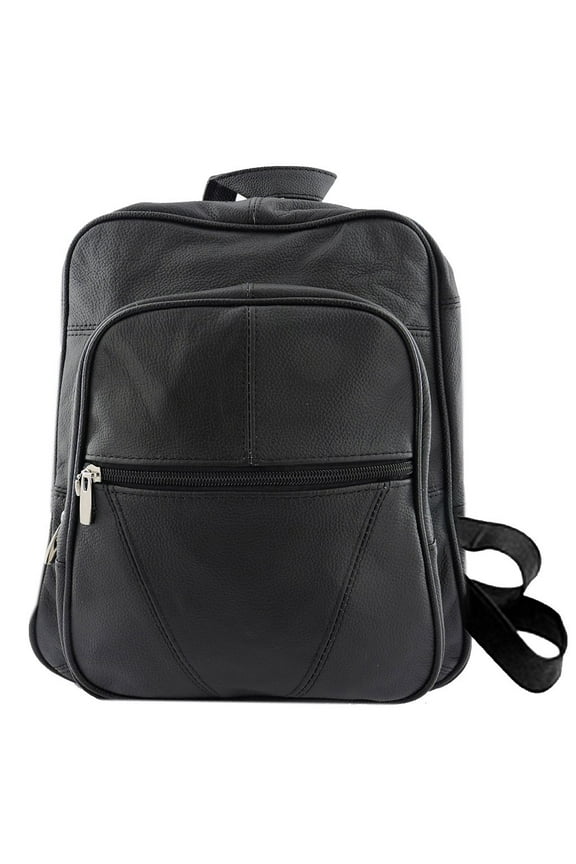 Genuine Leather Medium Backpack Twin Zip Purse Organizer Bag