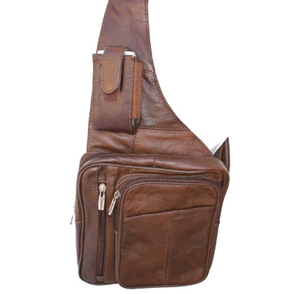 SILVERFEVER Leather Sling Backpack Organizer Men Ladies Unisex
