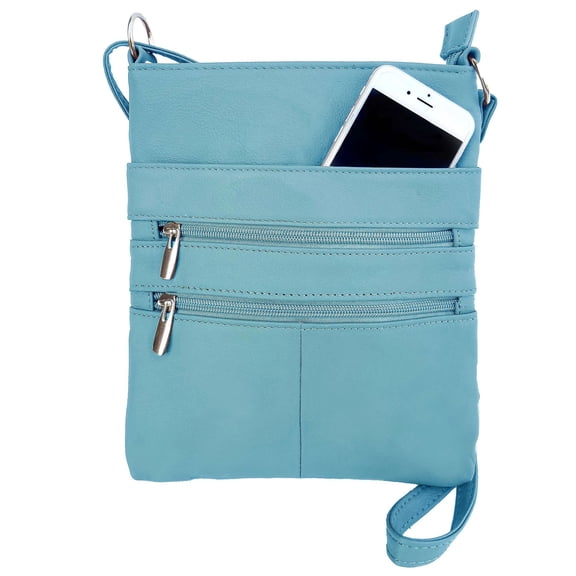 Silver Fever Genuine Leather Travel Shoulder Cross Body Purse Handbag