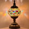 thumbnail image 1 of Silver Fever Handcrafted Mosaic Turkish Lamp Moroccan Glass Table Desk Bedside Light Bronze Base with E12 Bulb Multicolored Glass MosaicDark Purple Wave, 1 of 8