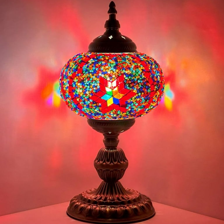 Swan Neck Mosaic Table Lamp, Red-Yellow, Model 1 (Large) - Mosaic
