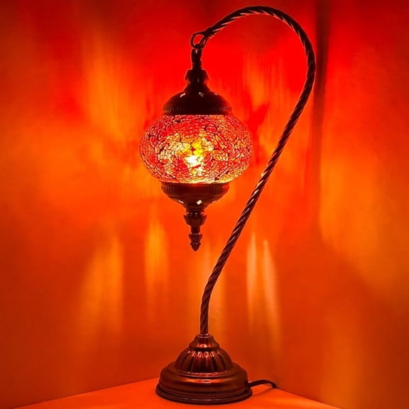 Silver Fever Handcrafted Mosaic Turkish Lamp Moroccan Glass Table Desk Bedside Light Bronze Base with E12 Bulb Calm Pastels Light