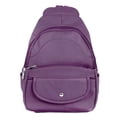 thumbnail image 1 of Silver Fever Leather Backpack Medium Size Top Entry Purple_Textured, 1 of 4