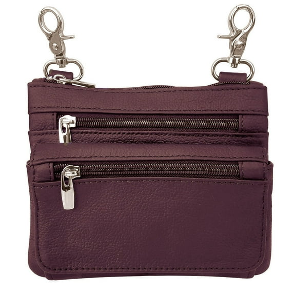 SILVERFEVER Leather Bike Rider Accordion Bag Cross Body Belt Phone Pack Pouch