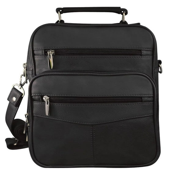 Cowhide Leather Men's Messenger Crossbody w Top Handle & Removable CB Strap