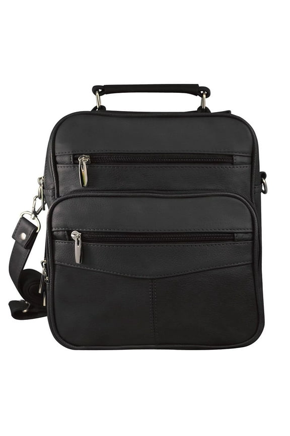Cowhide Leather Men's Messenger Crossbody w Top Handle & Removable CB Strap