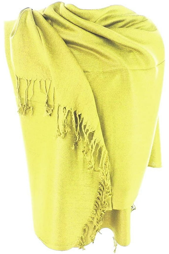 Nepal Solid Two Ply Warm Soft Pashmina Scarf Shawl Wrap Lemon Yellow