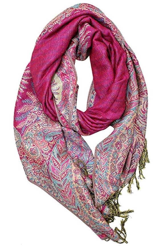 Pashmina - Jacquard Paisley Shawl - Stylish Scarf - Double Sided Wrap