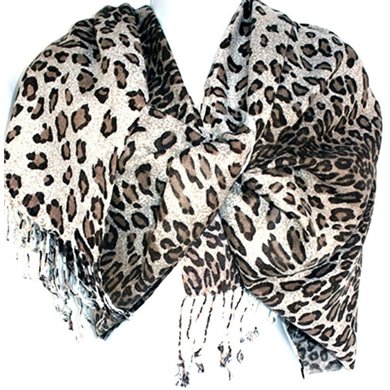 Silver Fever Pashmina-Leopard Animal Print Shawl- Stylish Soft