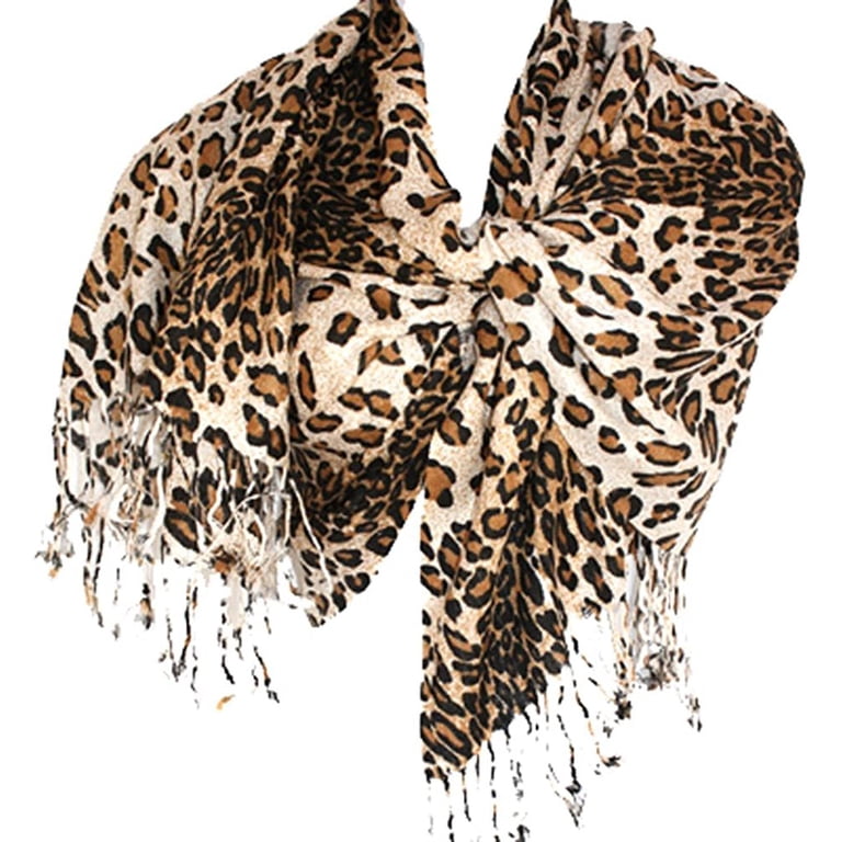 Silver Fever Pashmina-Leopard Animal Print Shawl- Stylish Soft