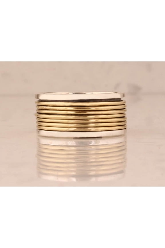 Silver Fidget Band Spinner Ring, 925 Sterling Silver with 925 Stamped Purity Anxiety Ring for Women, Handmade Gift Idea for Mother's Day Ring Size- 4.25