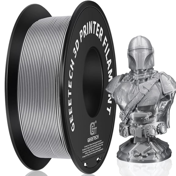 Silver Filament, PLA Filament 1.75mm 1kg Spool (2.2lbs), Dimensional Accuracy +/- 0.02 mm, 3D Printing Filament Fit Most FDM Printer, New Silver
