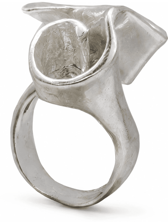 Silver Finish Abstract Wrap Brass Ring  Handmade Sculptural Statement Ring