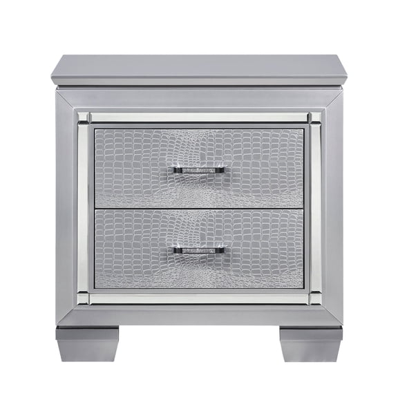 Silver Finish - Alligator Embossed Drawers - Bedroom - Distinctive Style