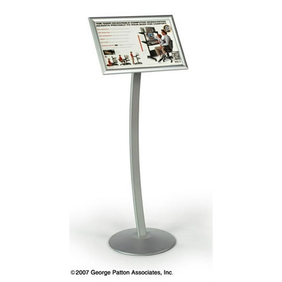 Silver Finish Aluminum Sign Frame, 14 x 46-3/4 x 14-Inch, Free-Standing, Snap-Open Frame, With Curved Pole (CMB1711L)