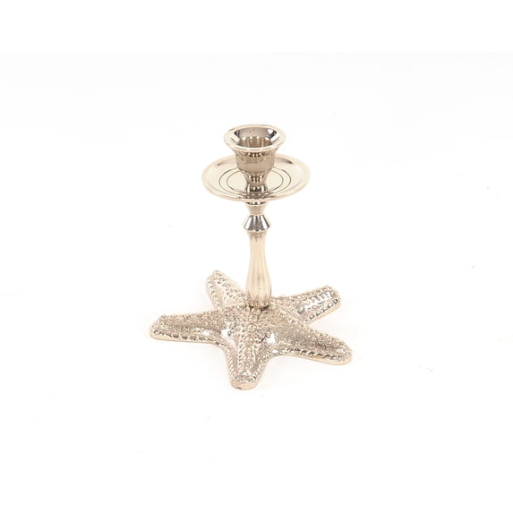 Silver Finish Star Fish Taper Candle Holder