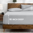 thumbnail image 1 of Silver Fitted Sheet 16" Deep Pocket Twin Full Queen King Size Elastic Bed Sheets, 1 of 6